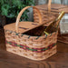 Small Wicker Picnic Basket | Vintage Amish Woven Wood w/Lid Wine & Green