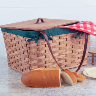 Traditional Picnic Basket | Classic Amish Woven Wicker Basket Plain