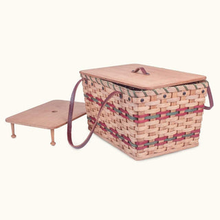 Traditional Picnic Basket | Classic Amish Woven Wicker Basket Wine & Green