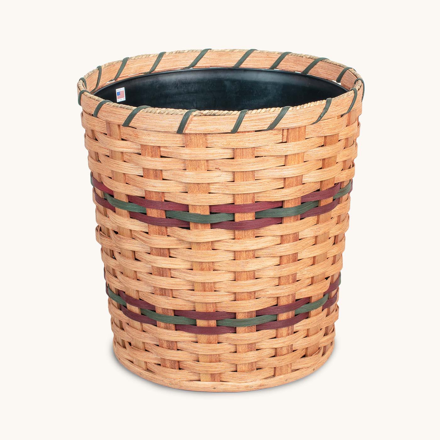 Extra-Large Round Basket Planter | Woven Wicker Plant Pot w/Drainage Wine & Green