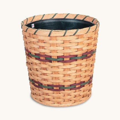 Extra-Large Round Basket Planter | Woven Wicker Plant Pot w/Drainage Wine & Green