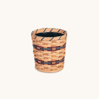 Medium Round Basket Planter | Woven Wicker Plant Pot w/Drainage Wine & Blue