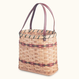 Amish Market and Everyday Tote Bag from Flexible Woven Wicker Wine & Green