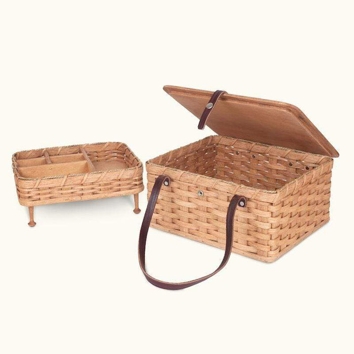 Amish Made Large Vintage Sewing Basket Organizer with Tray