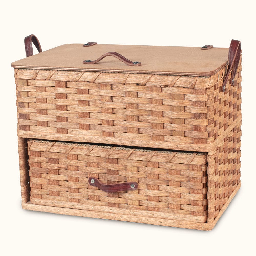 Vintage Sewing Basket | Large Amish Sewing Box w/Organizer Tray