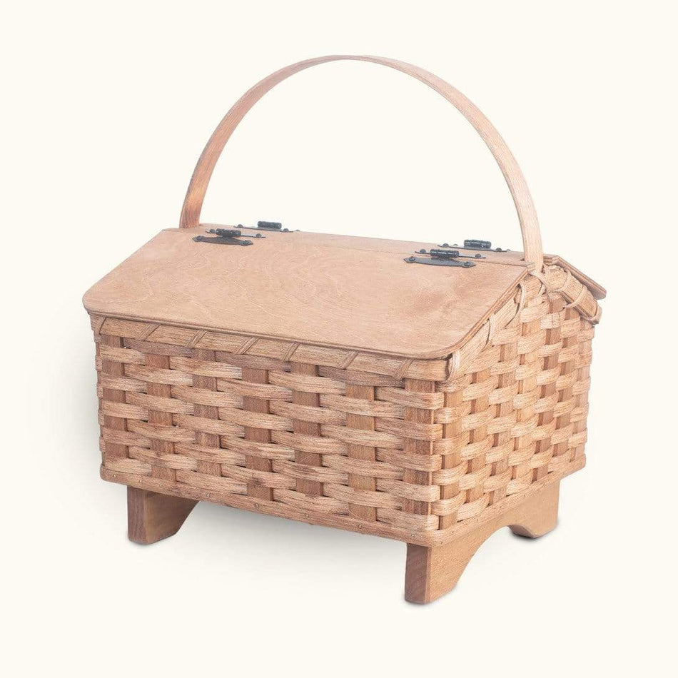 Grandma's Sewing Box Vintage Woven Wood OldStyle Sewing Basket