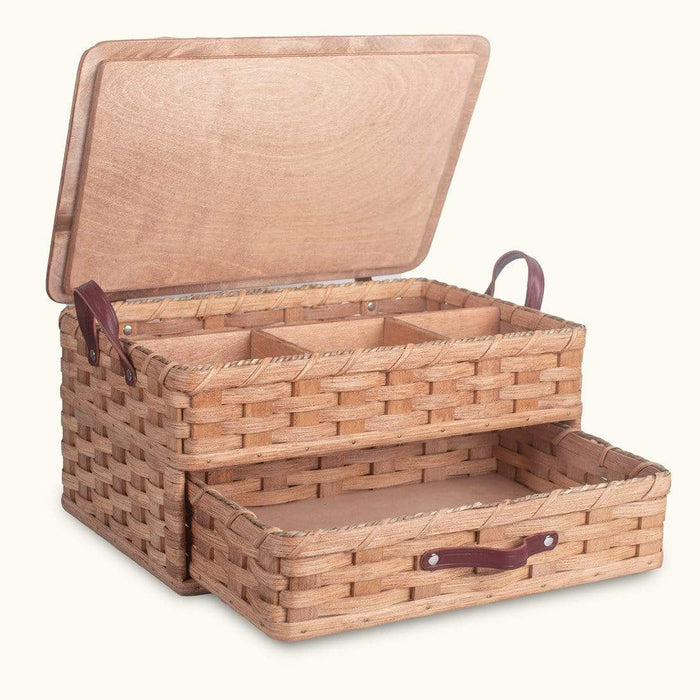 Large Amish Sewing and Craft Basket Organizer Box with Drawer