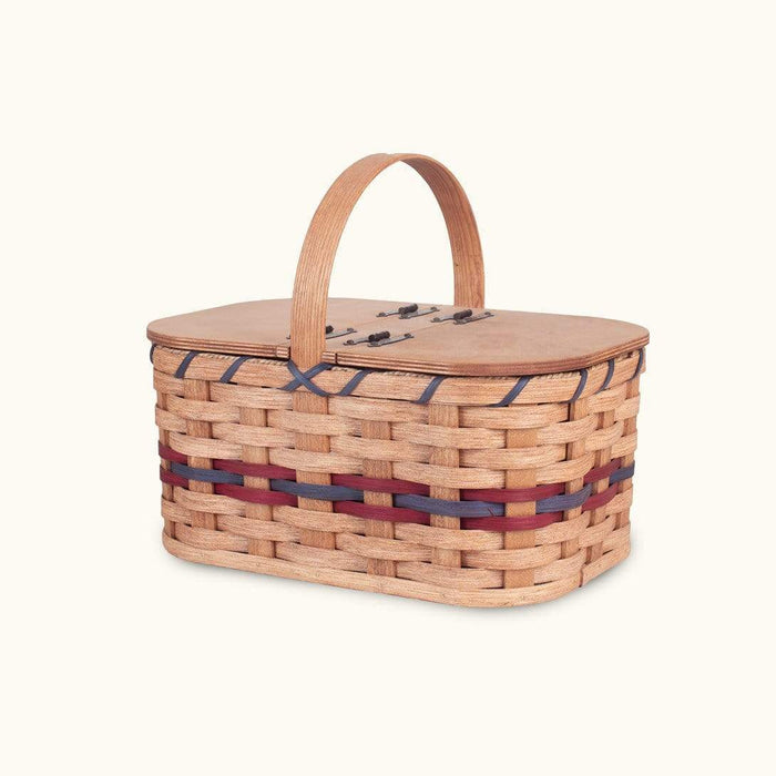 Large Wicker Sewing Box | Vintage Amish Woven Wood Organizer Basket