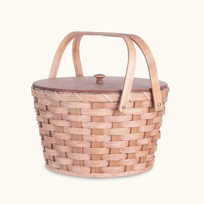 Round Sewing & Knitting Basket | Large Amish Wicker Basket w/Lid