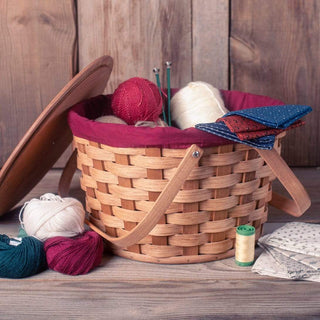 Round Sewing & Knitting Basket  Large Amish Woven Wooden Basket – Amish  Baskets