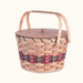 Round Sewing & Knitting Basket | Large Amish Wicker Basket w/Lid Wine & Green