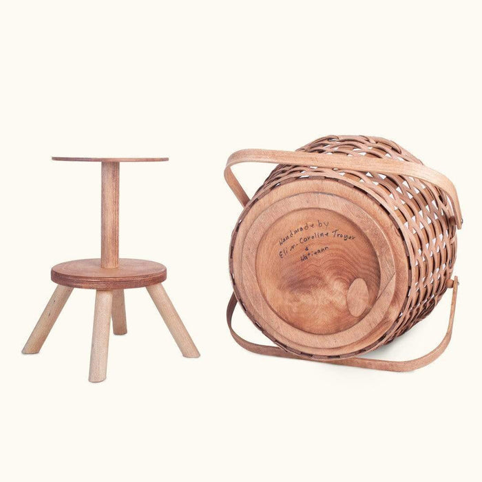 Sewing & Knitting Basket w/Stand | Large Round Vintage Amish Wicker