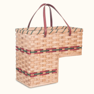 Large Wicker Stair Basket | Amish Woven Step Organizer Wine & Green