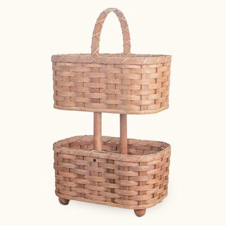 2-Tier Organizer Baskets | Large Amish Wicker Decorative Storage Bins