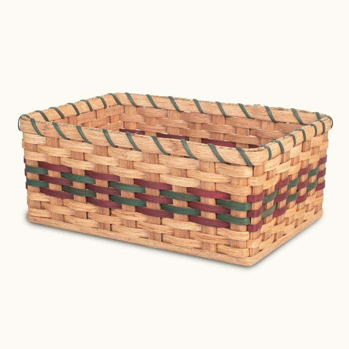 Large Organizer Basket | Amish Woven Wicker Decorative Storage Wine & Green