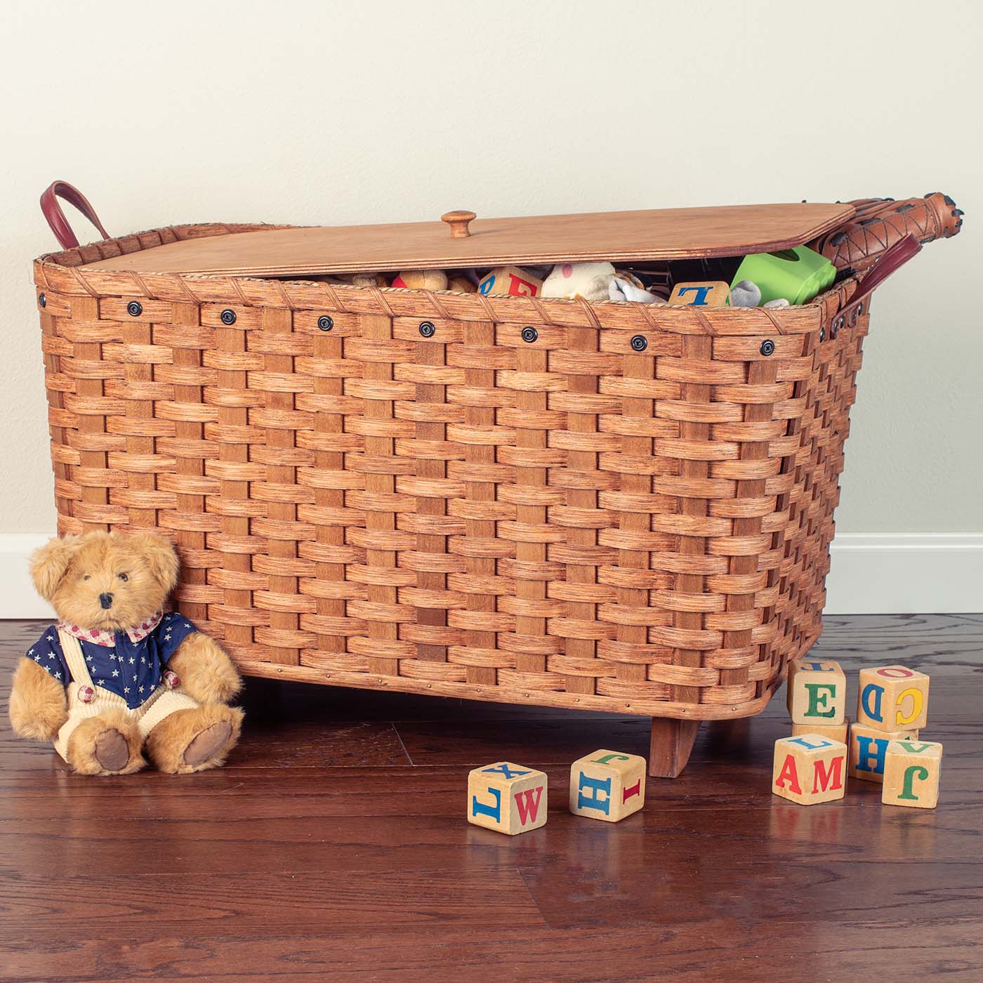 Large Toy Storage Basket | Optional Wooden Chest Lid Available Plain