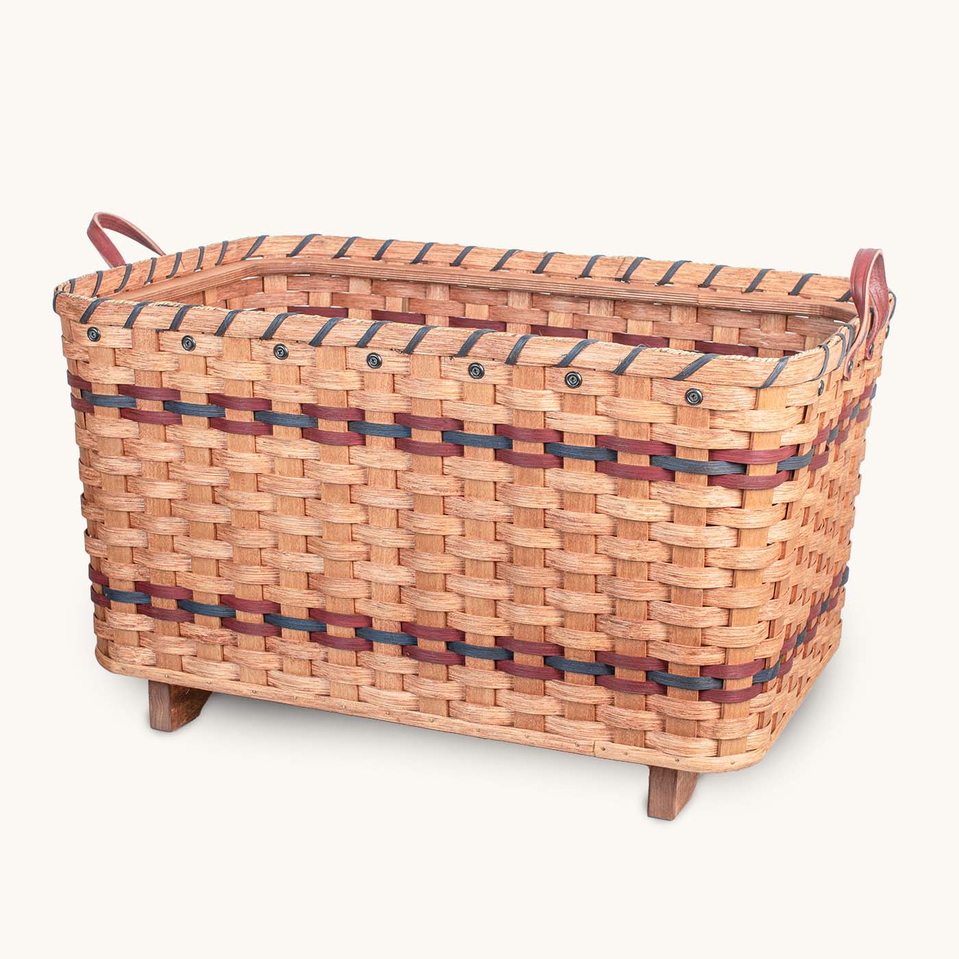 Large Toy Storage Basket | Optional Wooden Chest Lid Available Wine & Blue