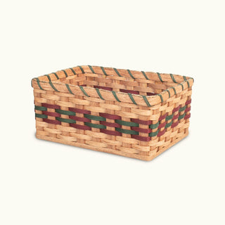 Medium Organizer Basket | Amish Woven Wicker Decorative Storage Wine & Green