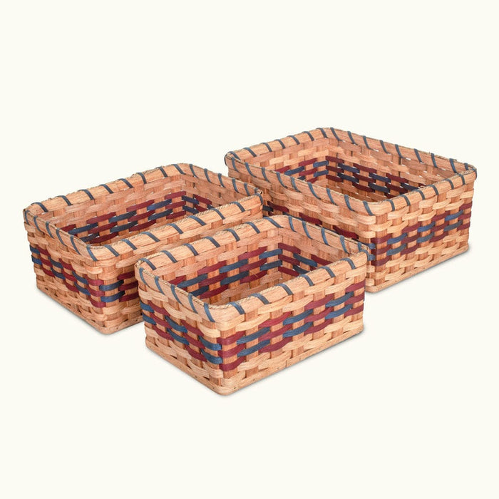 Nesting Storage Baskets | 3 Piece Decorative Organizing Basket Set Wine & Blue