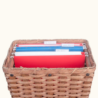 Personal Hanging File Folder Basket | Decorative Amish Wicker Organizer