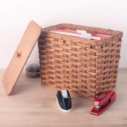 Personal Hanging File Folder Basket | Decorative Amish Wicker Organizer Plain