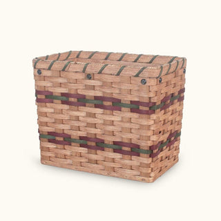 Personal Hanging File Folder Basket | Decorative Amish Wicker Organizer Wine & Green