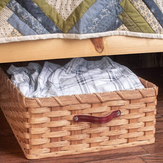 Under Bed Storage Basket | Amish Wicker Underbed or Coffee Table Storage Plain